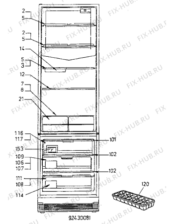 Взрыв-схема холодильника Electrolux ER4100B - Схема узла Internal parts